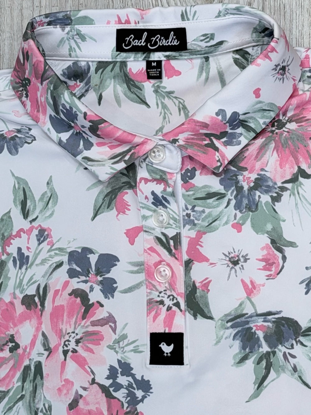 Bad Birdie Spring Showers Women’s Core Performance Polo Size M Golf Floral - Picture 2 of 11